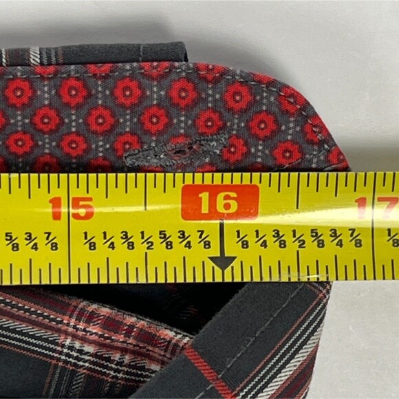 Stetson Sz Mens L Long-Sleeve Western Shirt Snap Closure Gray Red Cowboy Logo - Picture 10 of 14